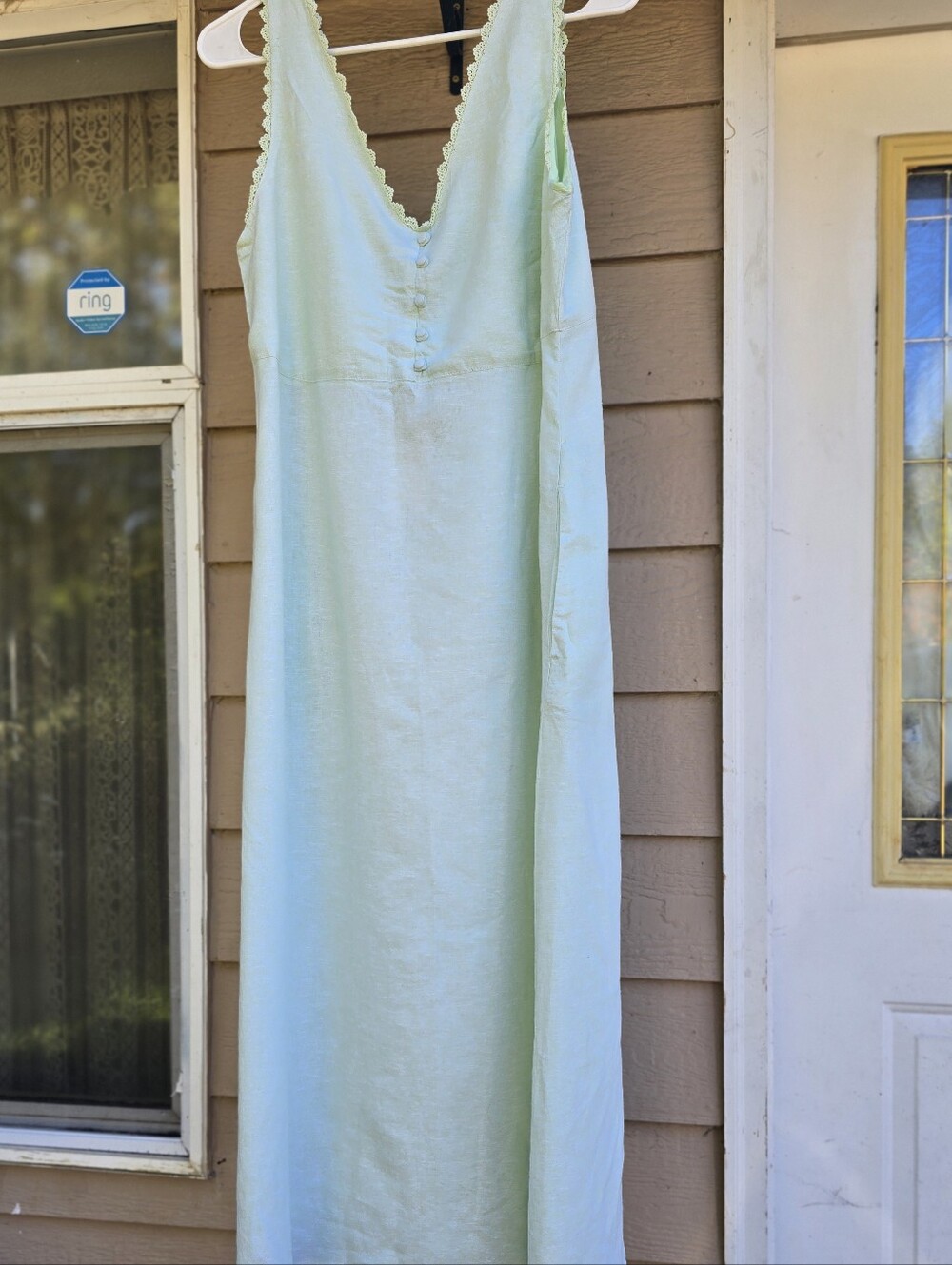 NWT Laura Ashley Mint Green Full Length Linen Slip Dress - Size 12